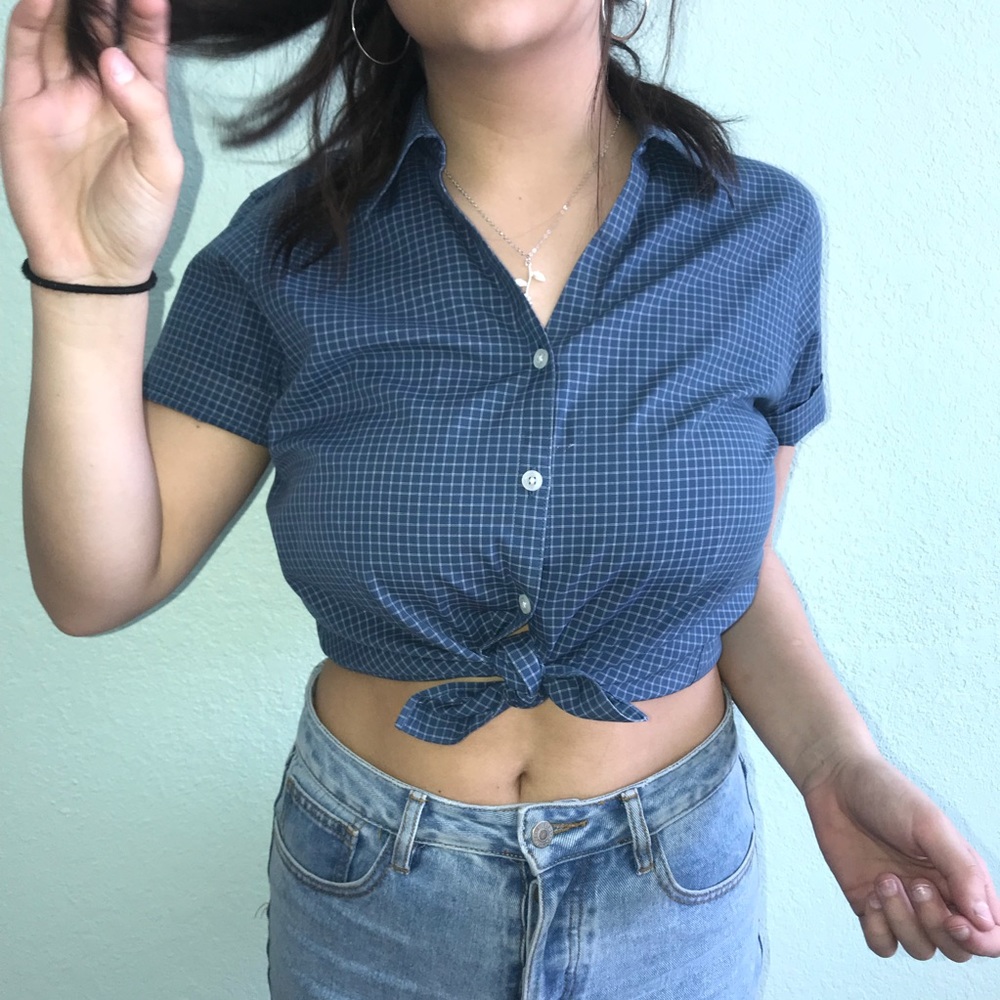 PLAID BUTTON UP TOP